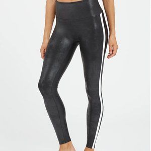 Faux Leather Side Stripe Leggings